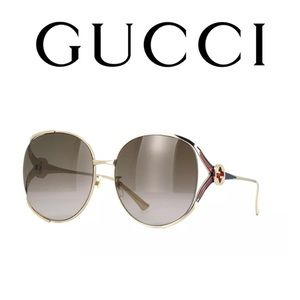 🆕 Gucci Round Frame Gold Metal Sunglasses